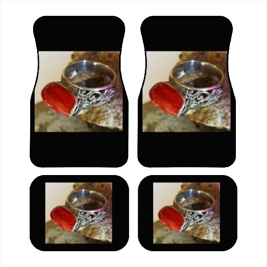 Red Coral sterling silver ring for women Car Mats