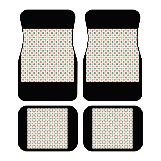 Retro Floral Pattern Yellow Teal Red Car Mats