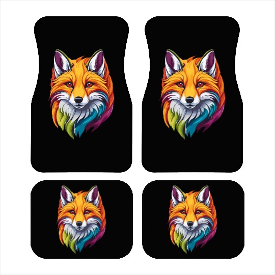 Colorful Fox Portrait Car Mats