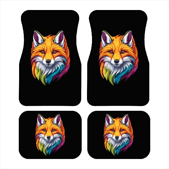 Colorful Fox Portrait Car Mats