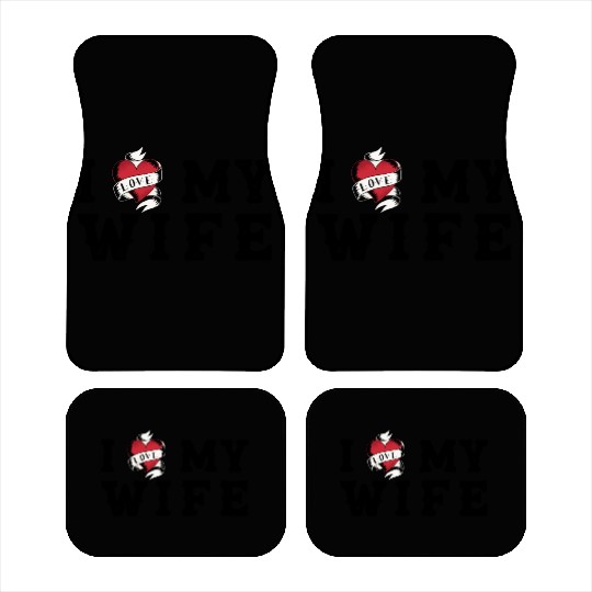 I Heart My Wife at Vintage Tattoo Style Car Mats