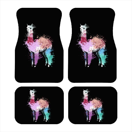 Colorful Splash Art Farm animals alpaca Llama Car Mats