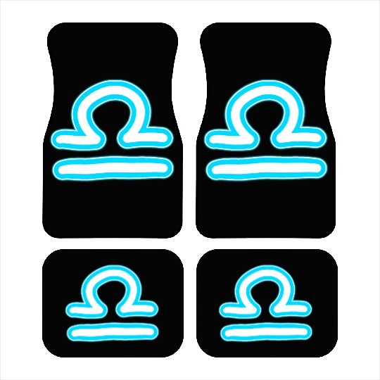 Libra Zodiac Sign Neon Blue Car Mats
