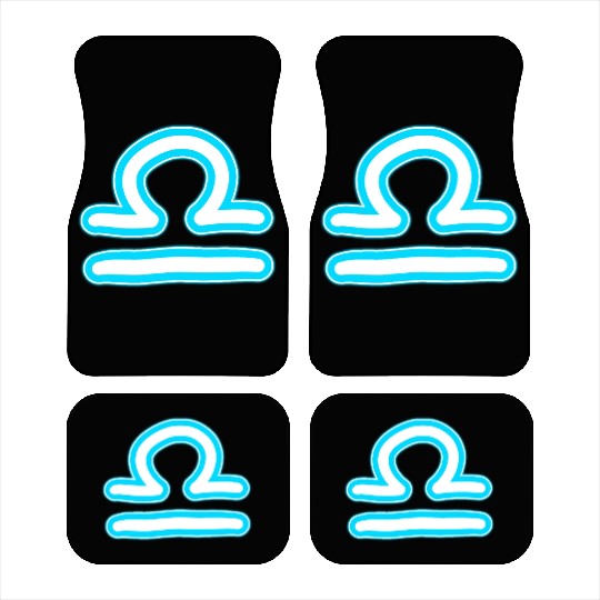 Libra Zodiac Sign Neon Blue Car Mats