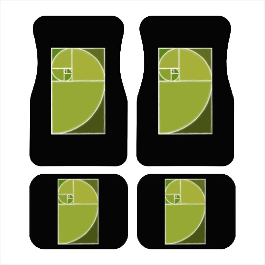 Olive Green Fibonacci Spiral Car Mats