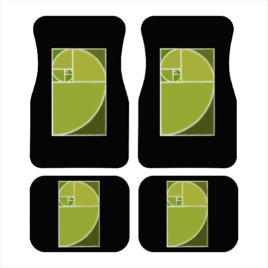 Olive Green Fibonacci Spiral Car Mats