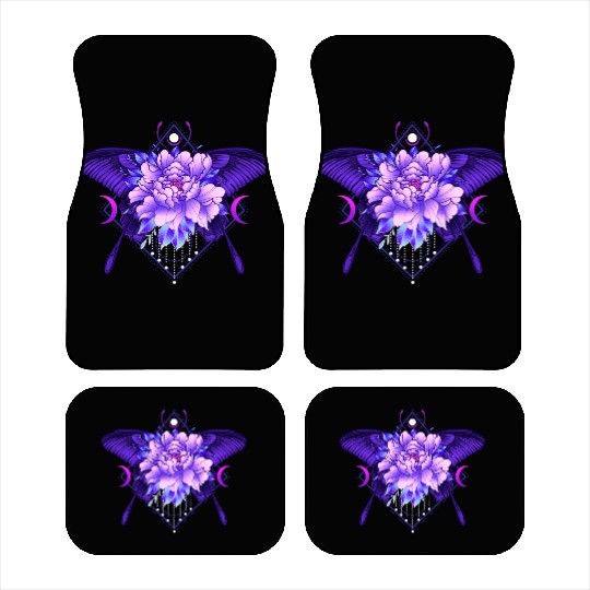 Peony Butterfly geometric tattoo Car Mats