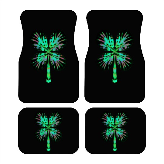 Psychedelic Shamrock Four Leaf Clover Car Mats