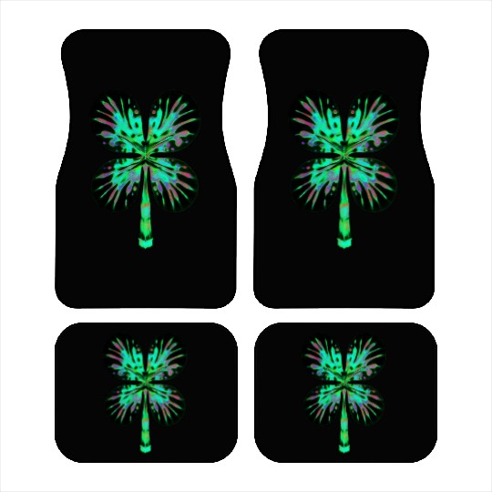 Psychedelic Shamrock Four Leaf Clover Car Mats