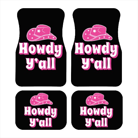 Howdy Y all Pink Cowboy Hat Car Mats