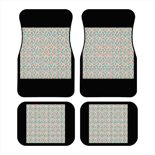 Retro Checkered Pattern Yellow Teal Coral Car Mats
