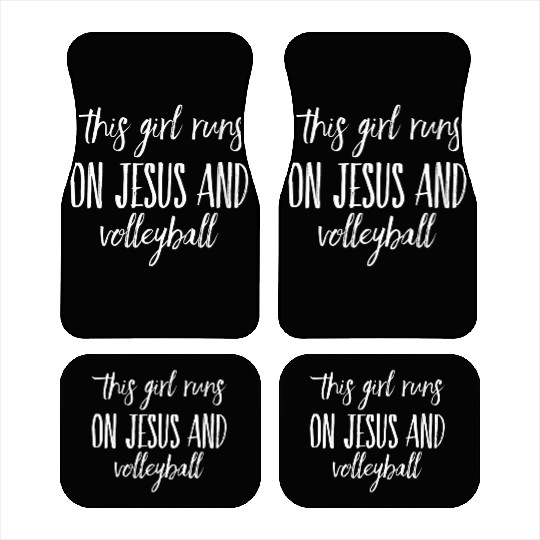 This Runs On Jesus And Volleyball Christian Car Mats