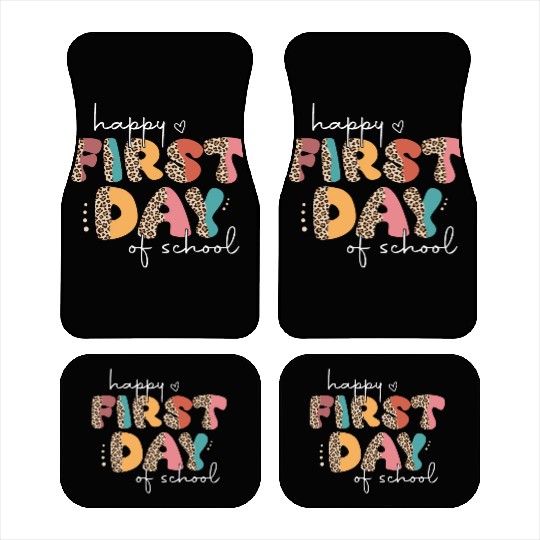 Leopard Happy First Day of School Teacher Retro Car Mats