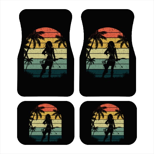 Outdoor Hunting Bow Arrow Retro Lady Archer Car Mats