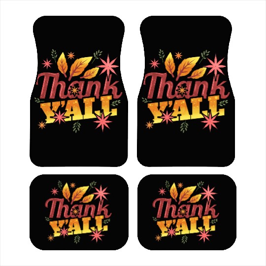Thank Y all Thank You All Leaves Logo Thanksgiving Car Mats
