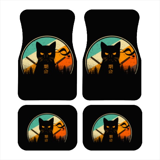 Vintage Japanese Cat Kawaii Retro Style Cat Kitten Car Mats