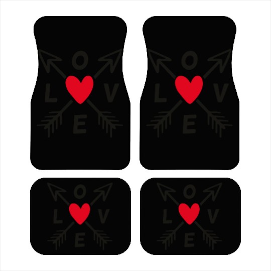 Love With Arrows And Red Heart Car Mats