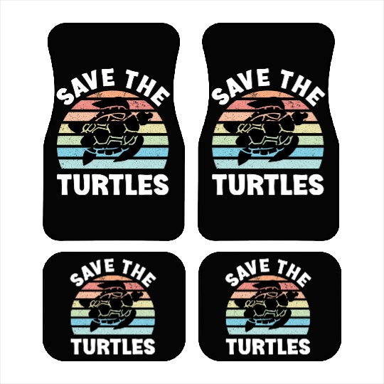 Save The Turtles Sea Turtle Retro Sunset Car Mats