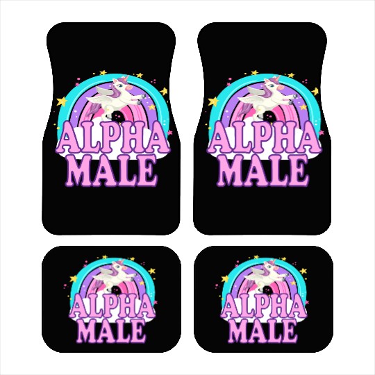 Ironic Alpha Male Unicorn Rainbow Funny Car Mats