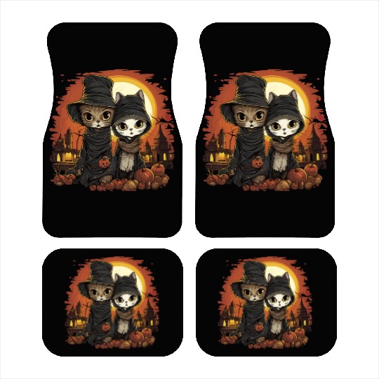 Cute Kittens Trick or Treating - Happy Halloween! Car Mats