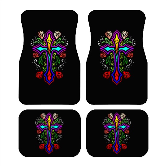 Day Of The Dead Cross Dia De Los Muertos Car Mats