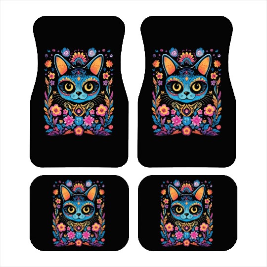 Dia De Los Muertos Sugar Skull Mexican Holiday Car Mats