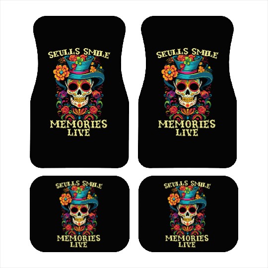 Dia De Los Muertos Sugar Skull Mexican Holiday Car Mats