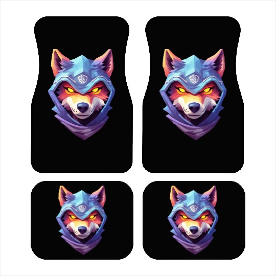Hooded Alpha Wolf Ninja: Leader of the Night Car Mats