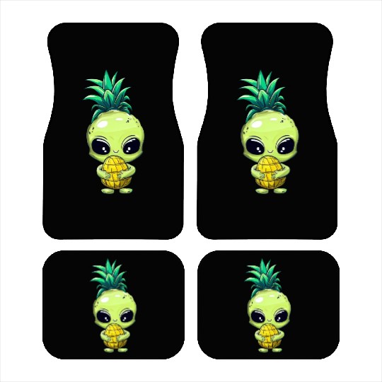 Pineapple-Hair Alien: Green & Funny Car Mats
