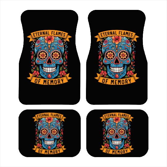 Dia De Los Muertos Sugar Skull Mexican Holiday Car Mats