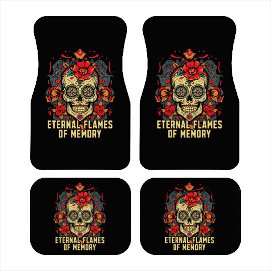 Dia De Los Muertos Sugar Skull Mexican Holiday Car Mats