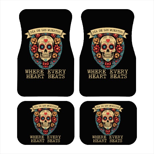 Dia De Los Muertos Sugar Skull Mexican Holiday Car Mats