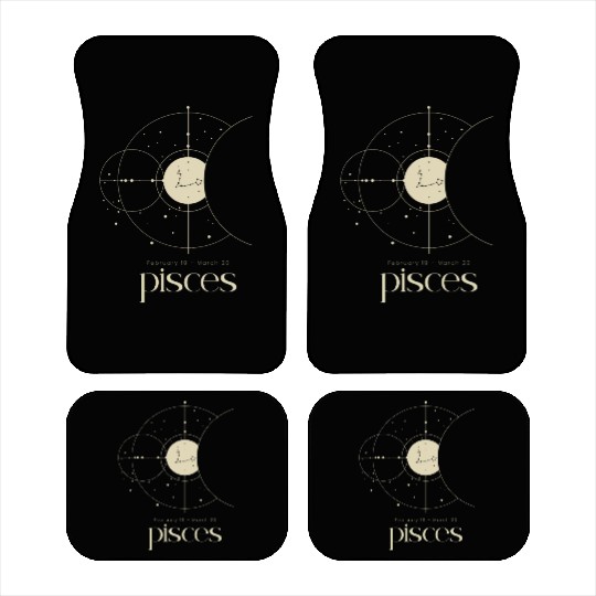 Minimalist Pisces Zodiac Astrology Moon Stars Car Mats
