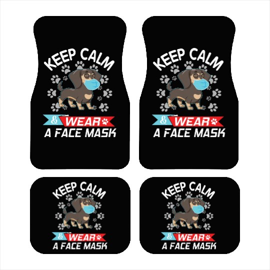 Dachshund Dog With Face Mask Keep Calm And Wear A Car Mats