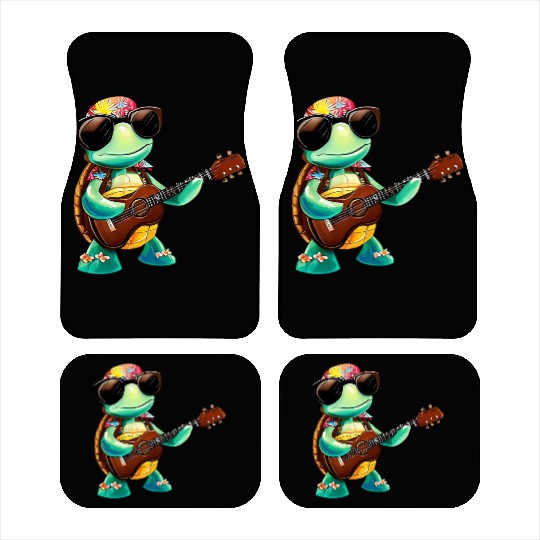 Tropical turtle with guitar Car Mats