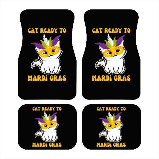 Cat Ready To Mardi Gras Car Mats