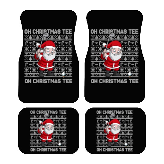 Golf Oh Christmas Car Mats Santa Claus Golfer Golfing T