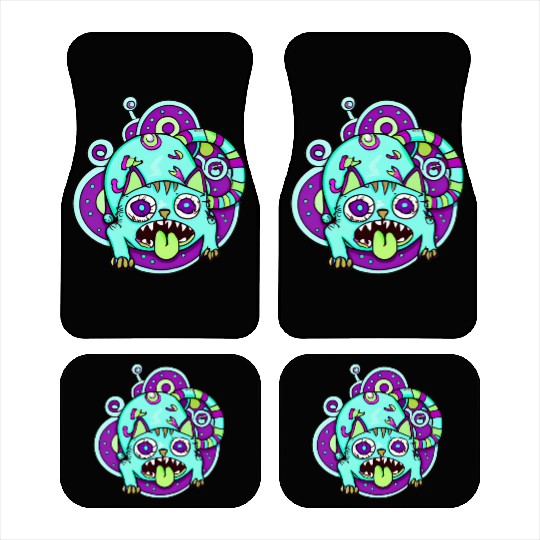 Psychedelic Trippy Cat Car Mats