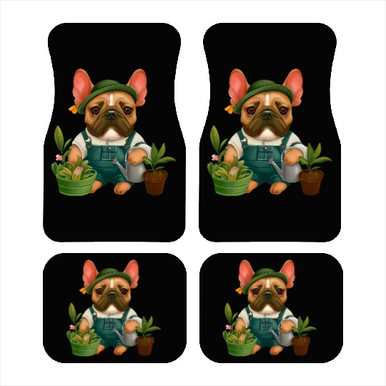 Frenchie The Gardener Drawing Car Mats