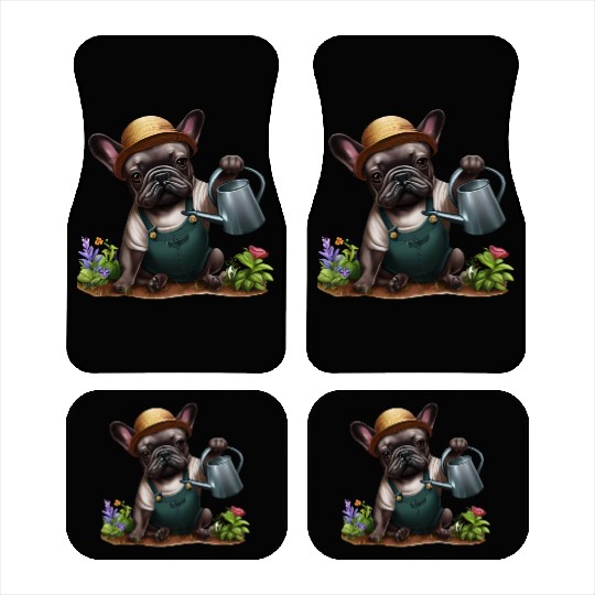 Frenchie Playing in the Garden Car Mats