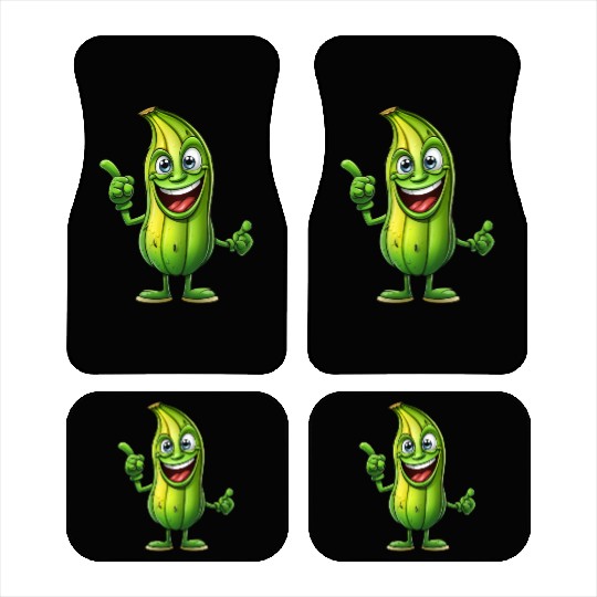 Green Alien Pickle Dude: Cosmic Crunch Car Mats