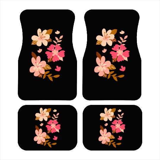 Pink Hibiscus Flowers Car Mats