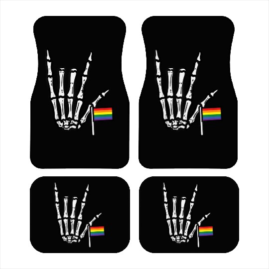 Gay Flag I Love You Hand Skeleton Rainbow Pride Car Mats
