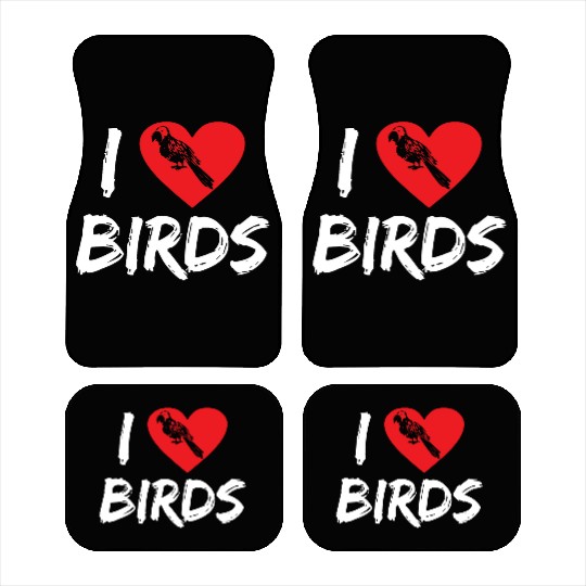 Bird Lover Heart Cute Birdwatcher Parrot Heron Car Mats