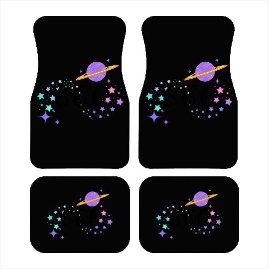 Angel Numbers 666 Purple Saturn with Stars Car Mats