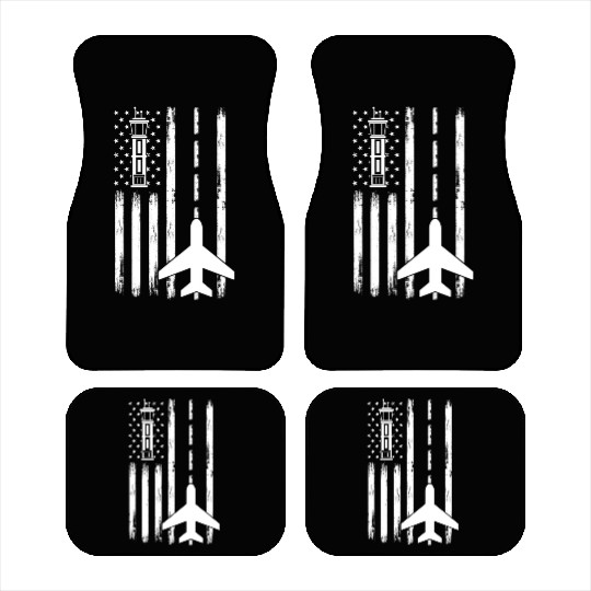 Air Traffic Controller Patriotic Airplane Aviation Car Mats