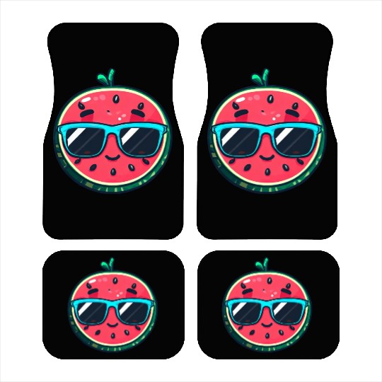 Kawaii Melon with Sunglasses: Summer Fruit Chill Car Mats