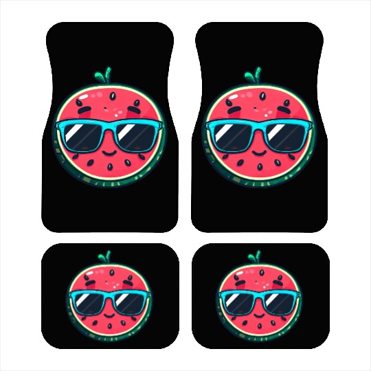 Kawaii Melon with Sunglasses: Summer Fruit Chill Car Mats