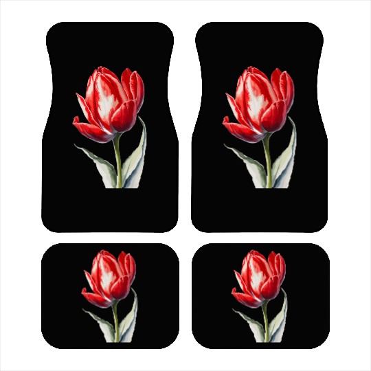 a red tulip flower Watercolor Car Mats
