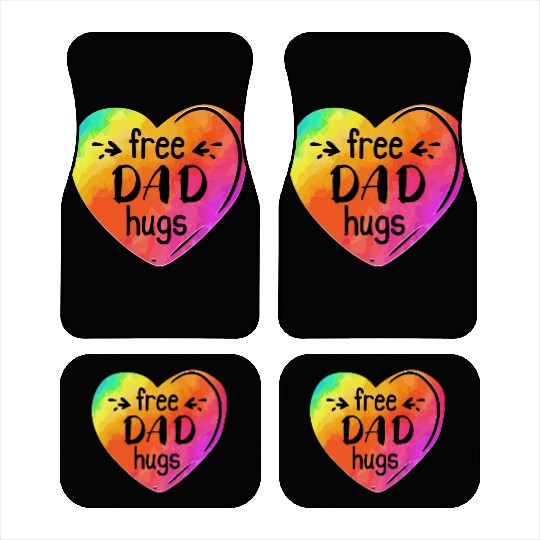 LGBTQIA LGBT Free Dad Hugs Rainbow Heart Gay Pride Car Mats